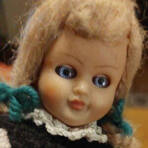 Vintage Doll Body, Head And Arms In A Hand Knitted Dress